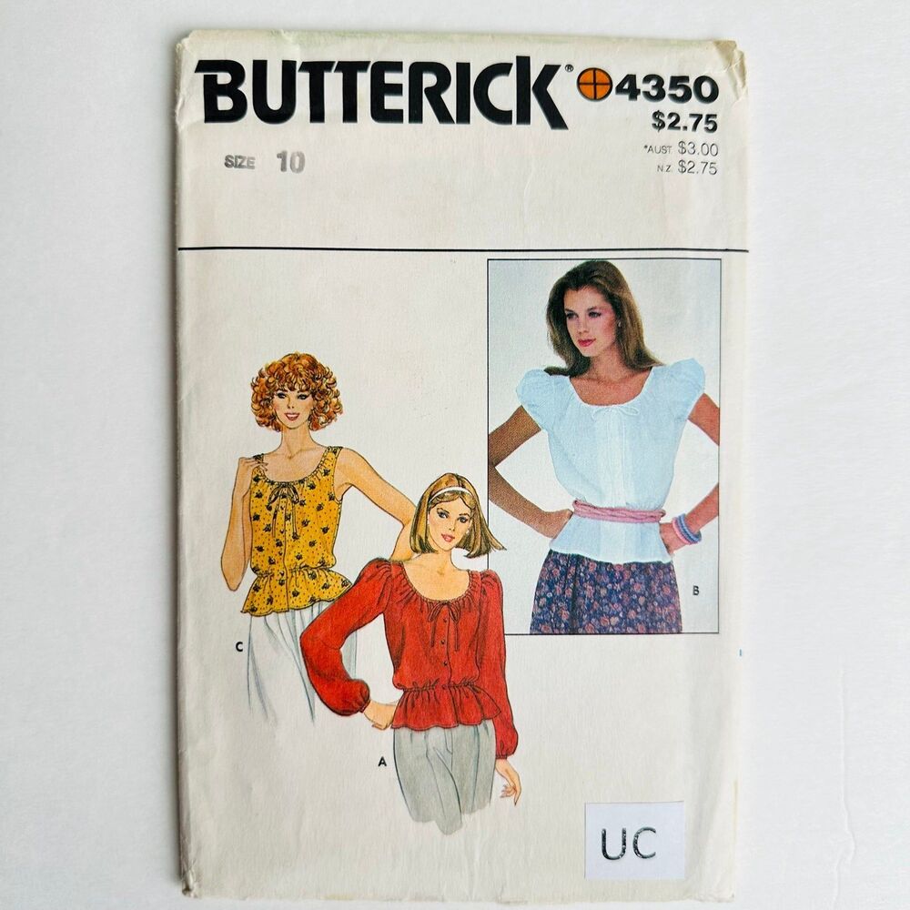 70s Butterick 4350 Misses Blouse Sewing Pattern Size 10 UNCUT